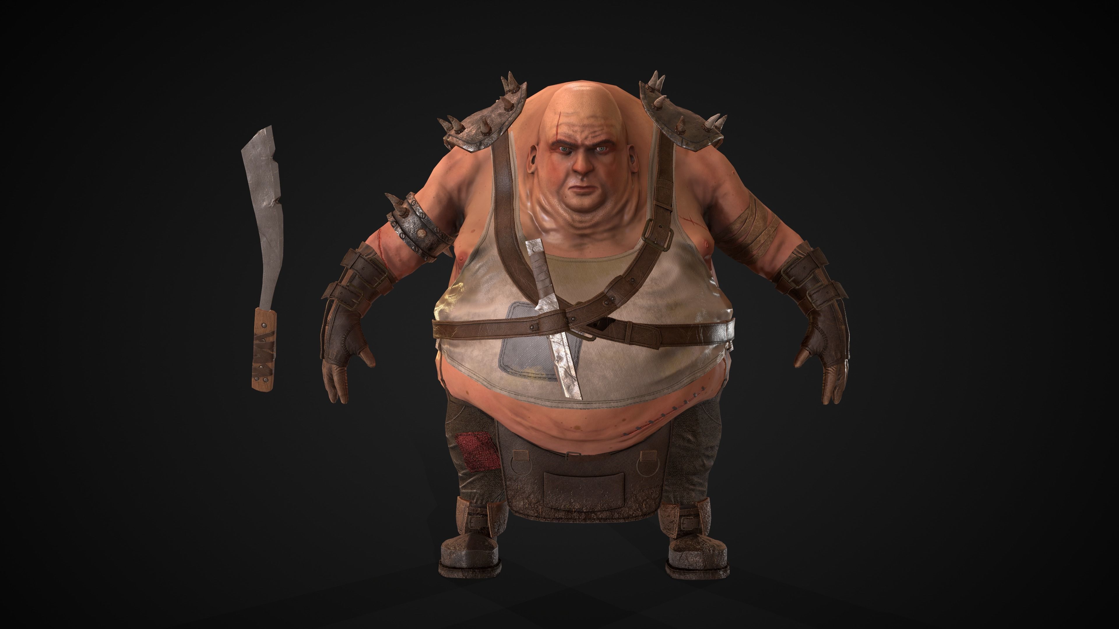 Fat Warrior  Low-poly 3D model_7