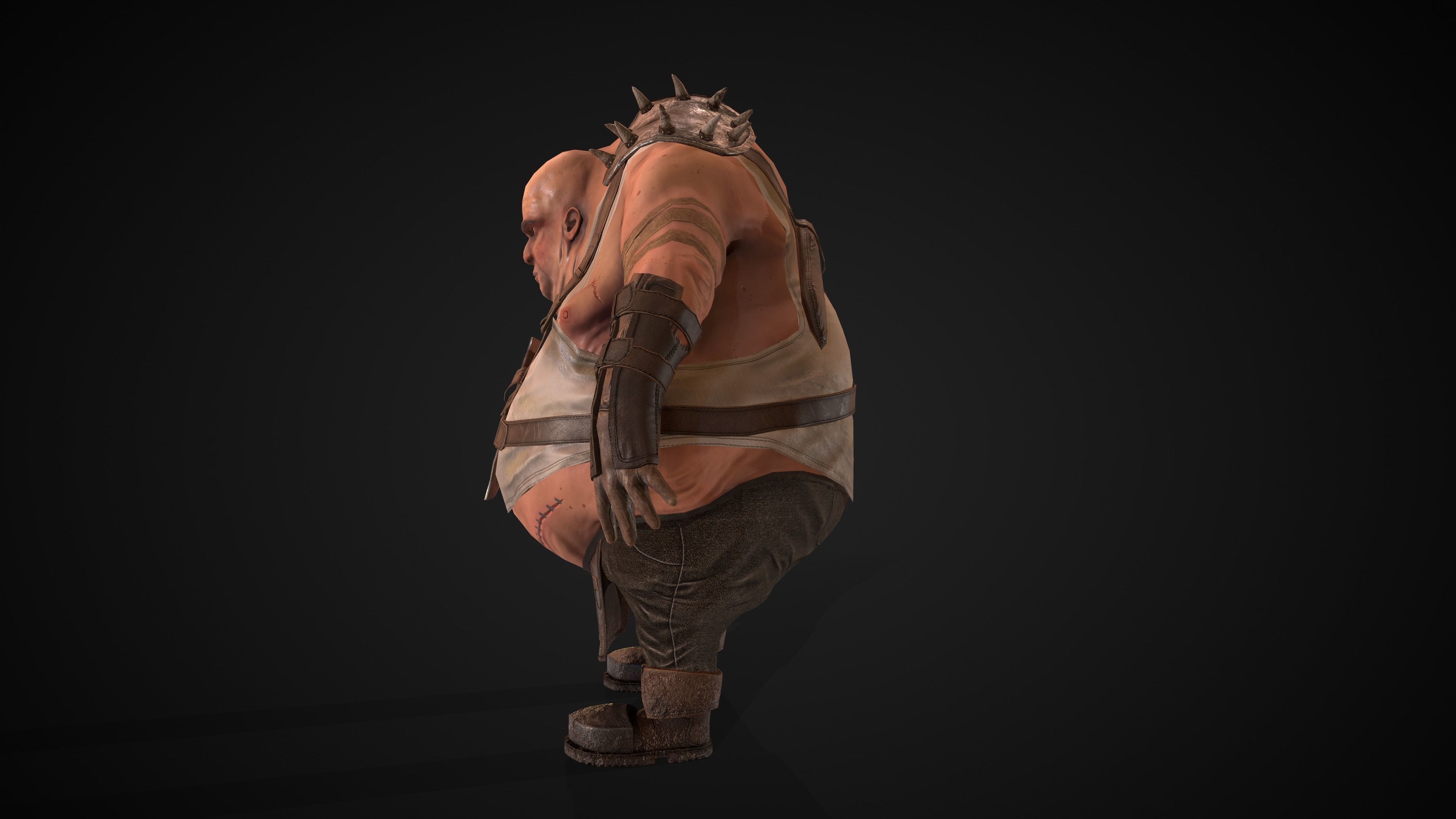 Fat Warrior  Low-poly 3D model_9