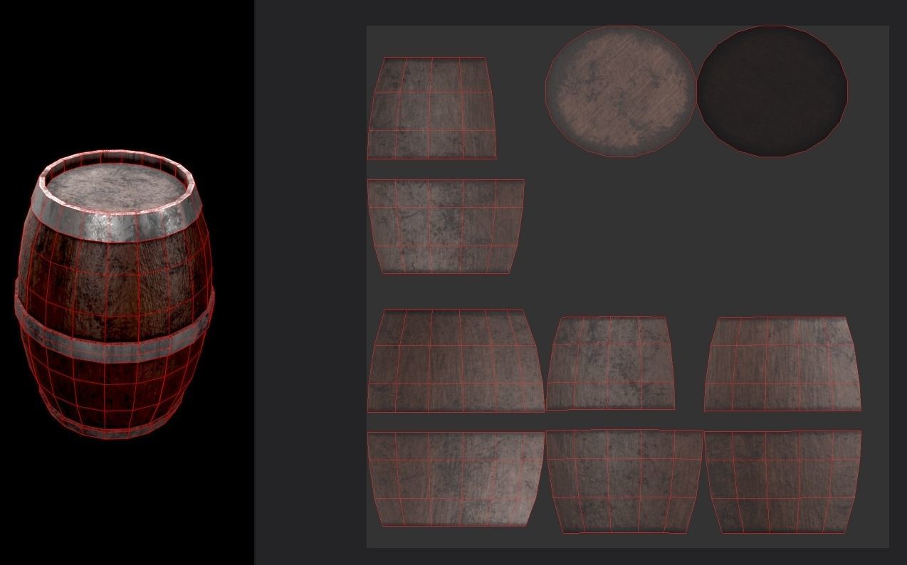 Wooden Bareel - Low Poly - Game Ready Low-poly 3D model_10