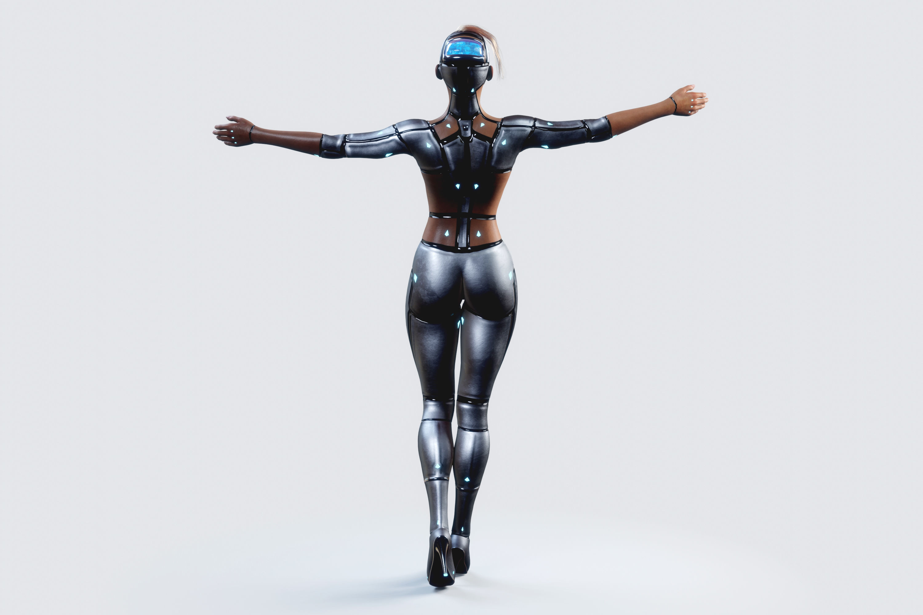Female Cyborg Robot Droid Fully Rigged 3D model_15