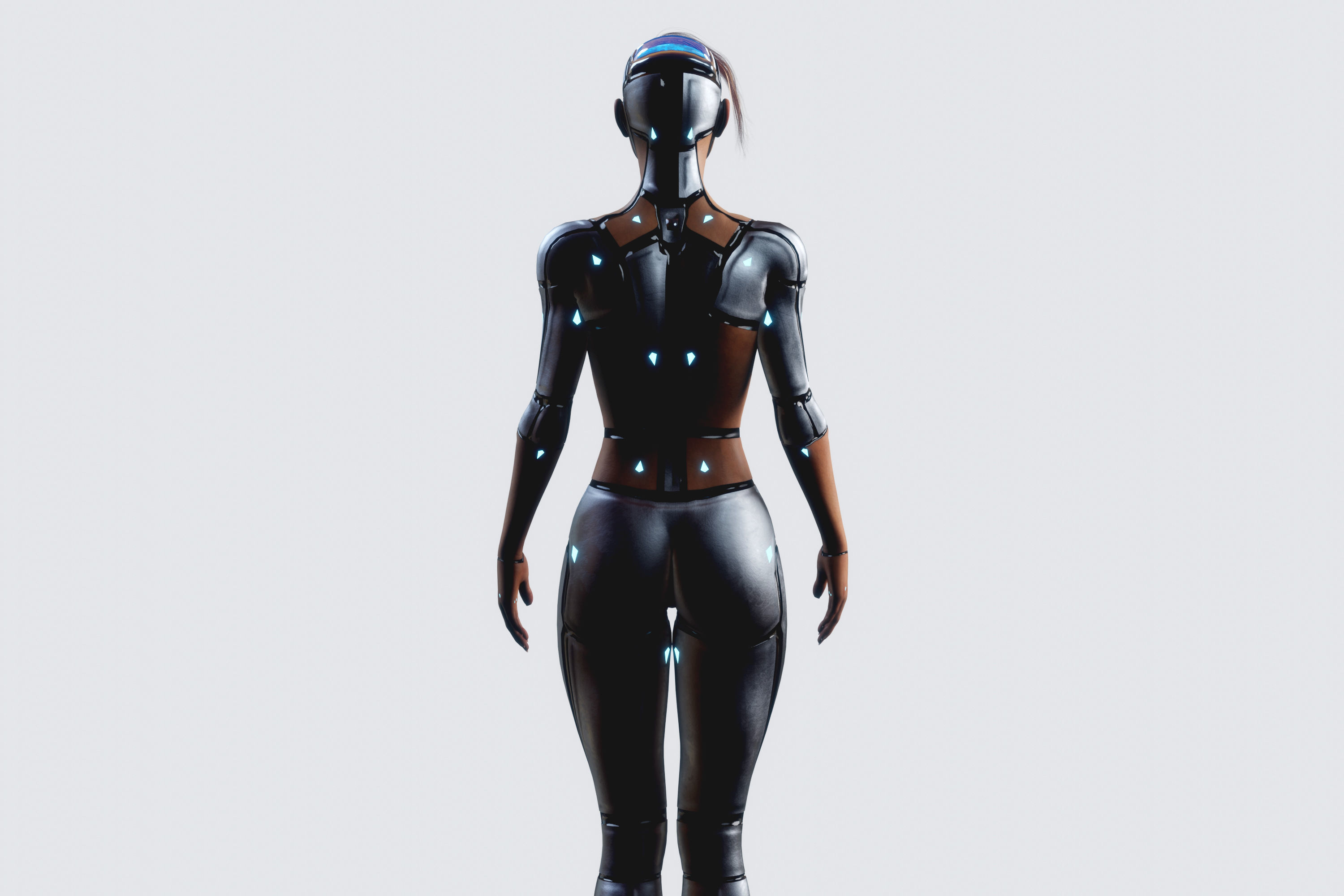 Female Cyborg Robot Droid Fully Rigged 3D model_19