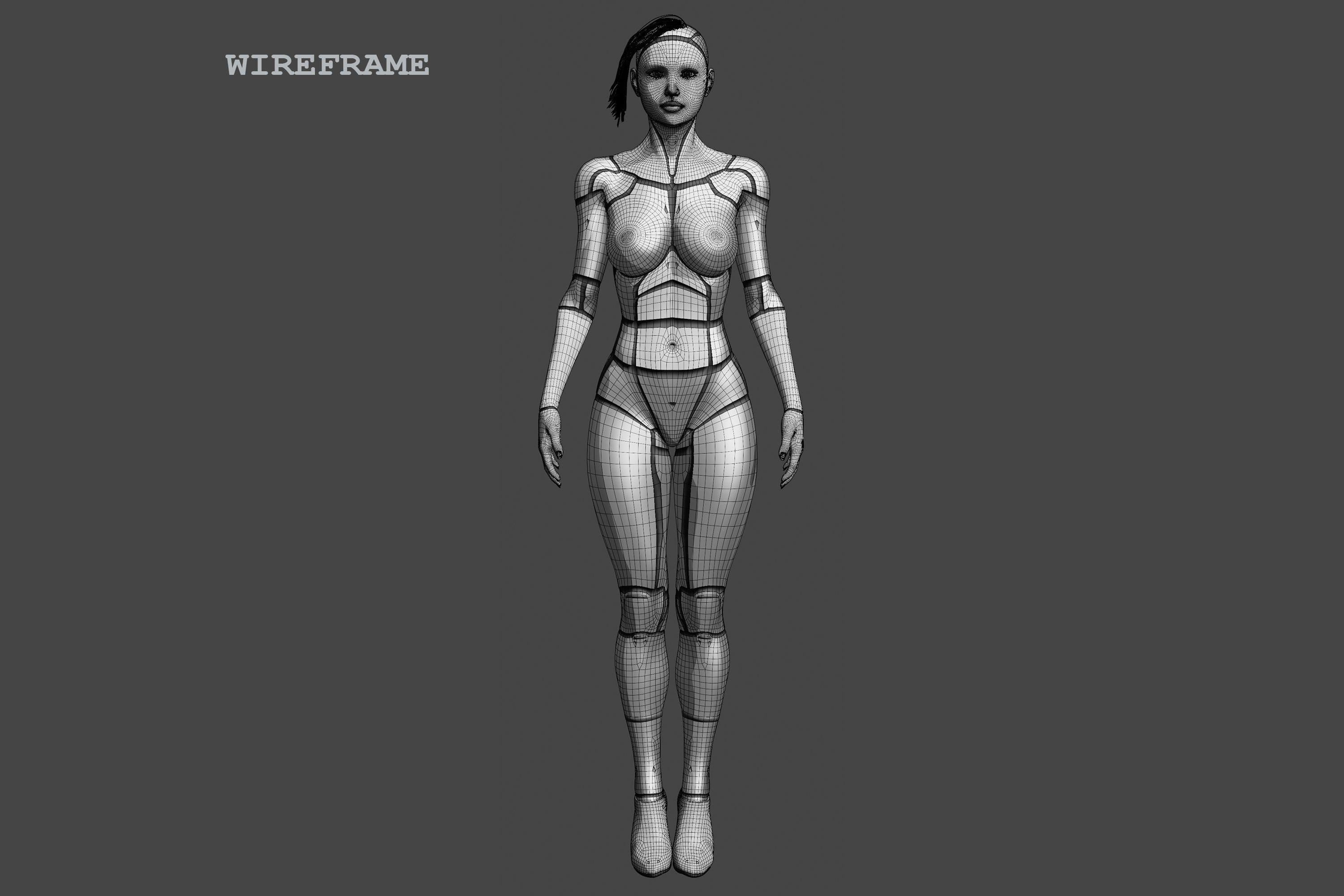 Female Cyborg Robot Droid Fully Rigged 3D model_11