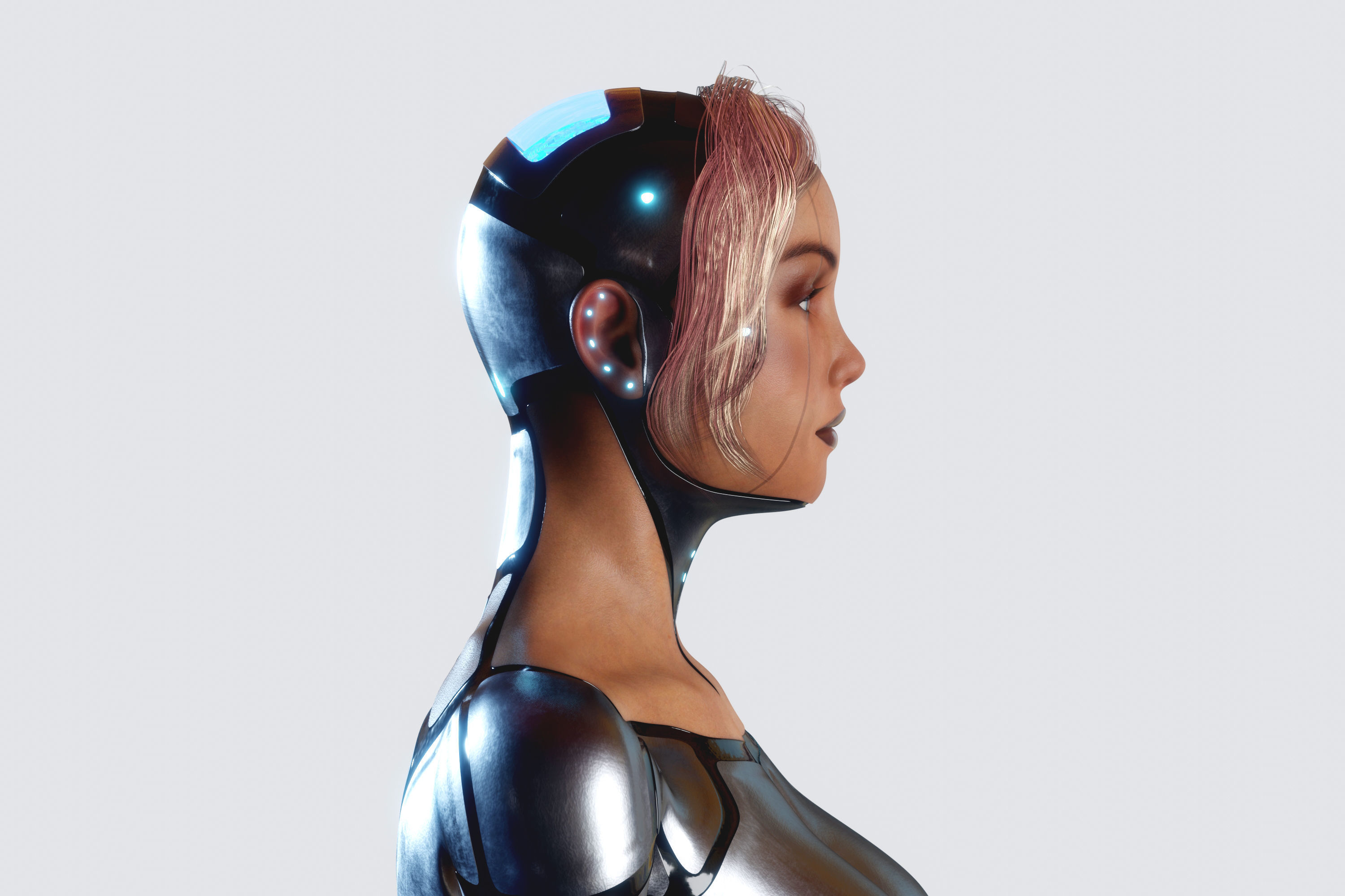 Female Cyborg Robot Droid Fully Rigged 3D model_2