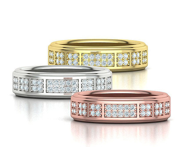 Mens Diamond Wedding Band Eternity Band 6mm wide 3dmodel 3D print model