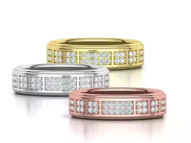 Mens Diamond Wedding Band Eternity Band 6mm wide 3dmodel