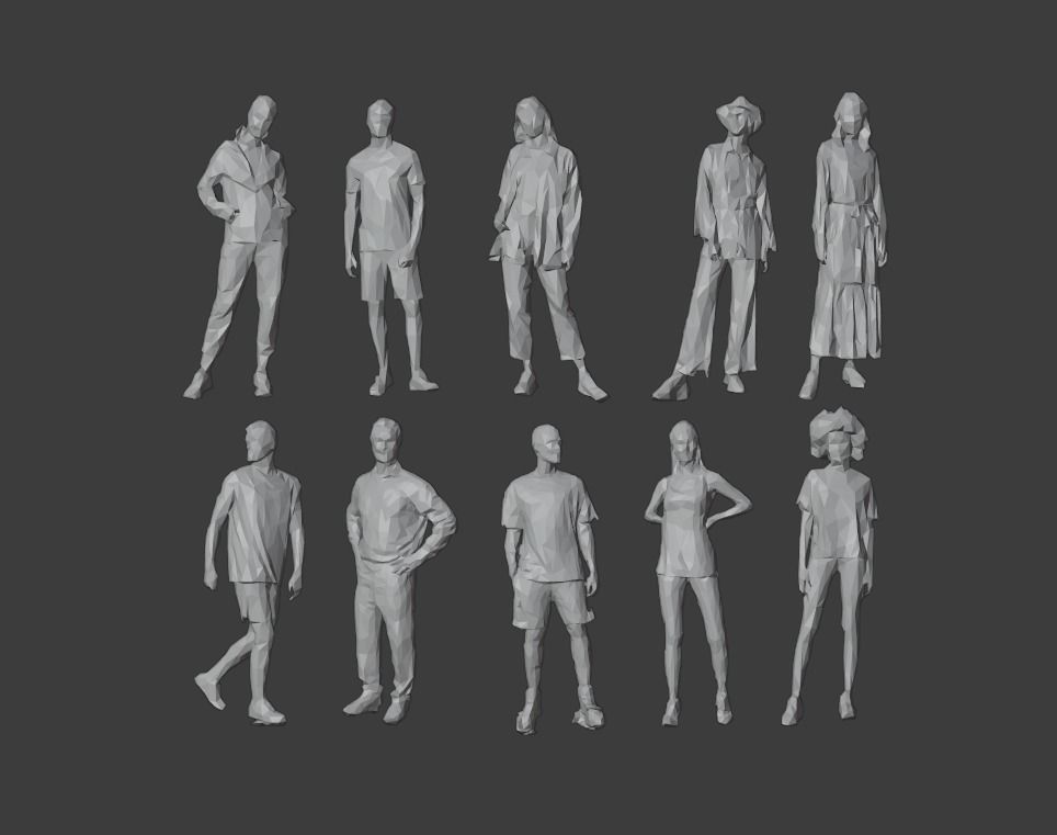 10 Units Human Model Pack 01 Low-poly 3D model_4