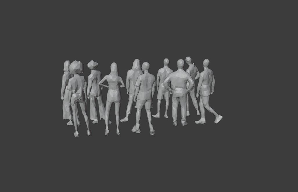 10 Units Human Model Pack 01 Low-poly 3D model_7