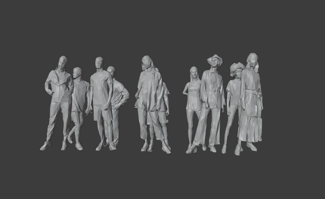 10 Units Human Model Pack 01 Low-poly 3D model_8