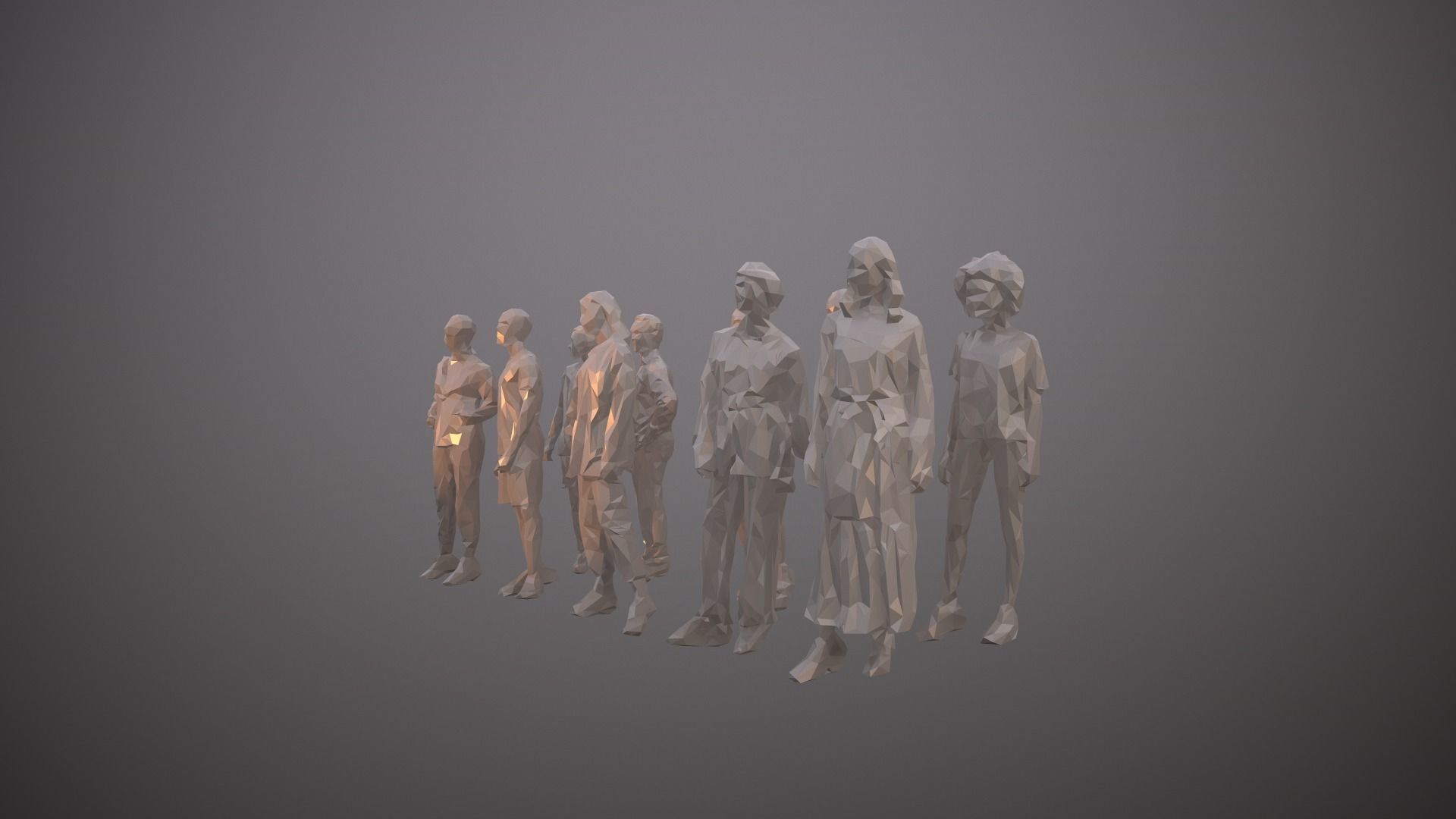10 Units Human Model Pack 01 Low-poly 3D model_3