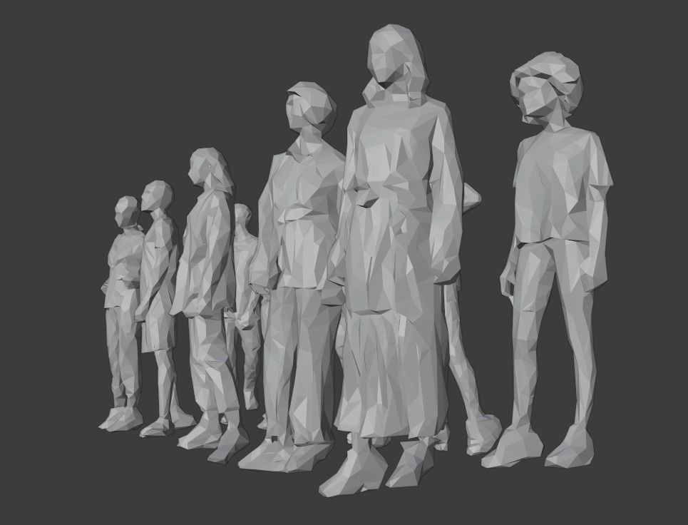 10 Units Human Model Pack 01 Low-poly 3D model_16
