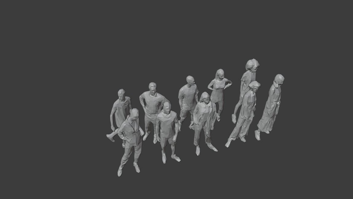 10 Units Human Model Pack 01 Low-poly 3D model_17