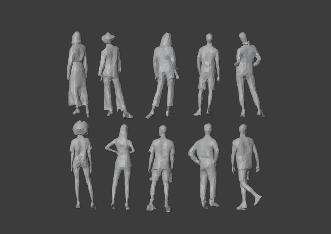 10 Units Human Model Pack 01 Low-poly 3D model_10
