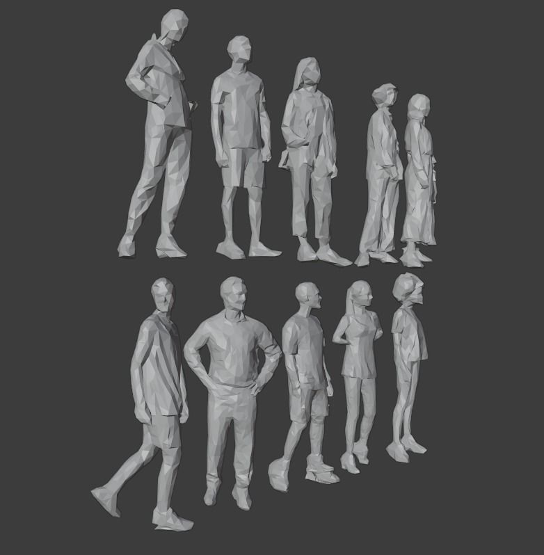 10 Units Human Model Pack 01 Low-poly 3D model_12