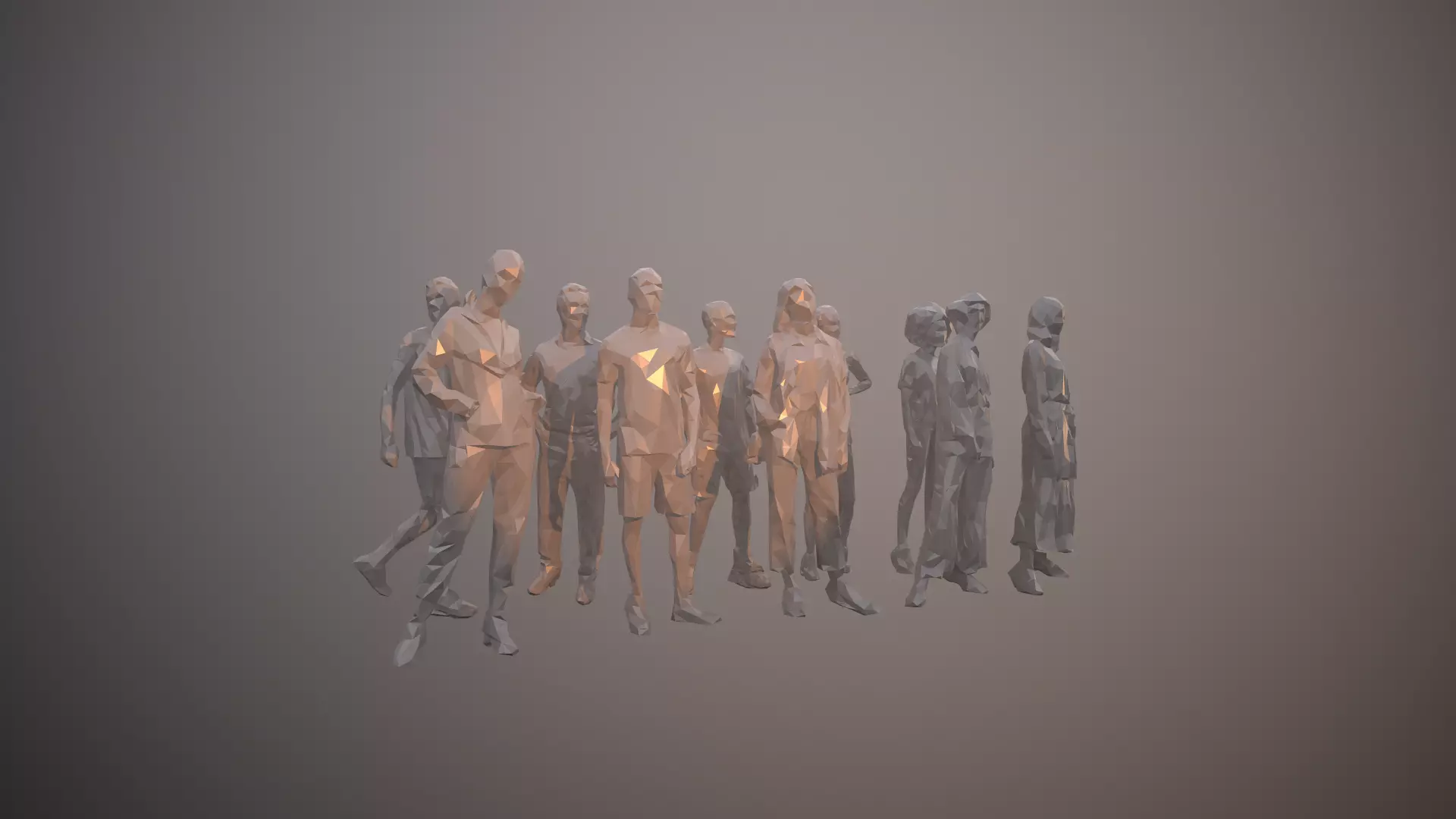 10 Units Human Model Pack 01 Low-poly 3D model_0