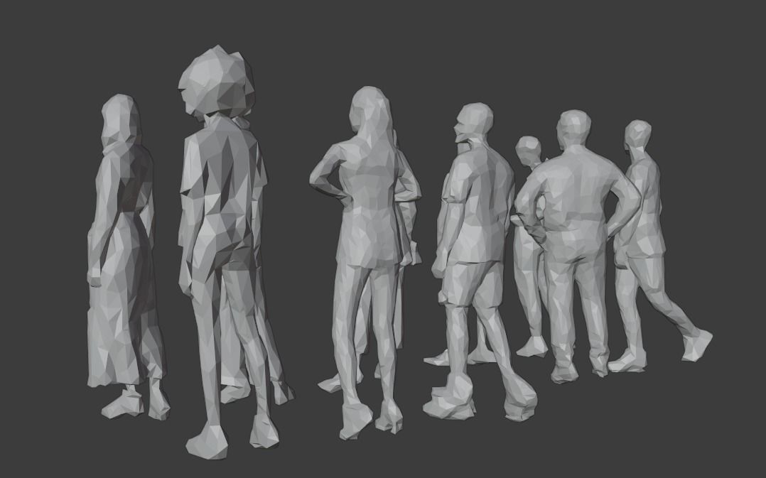 10 Units Human Model Pack 01 Low-poly 3D model_14