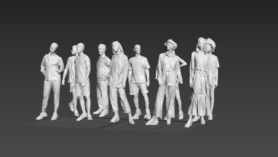 10 Units Human Model Pack 01 Low-poly 3D model_11