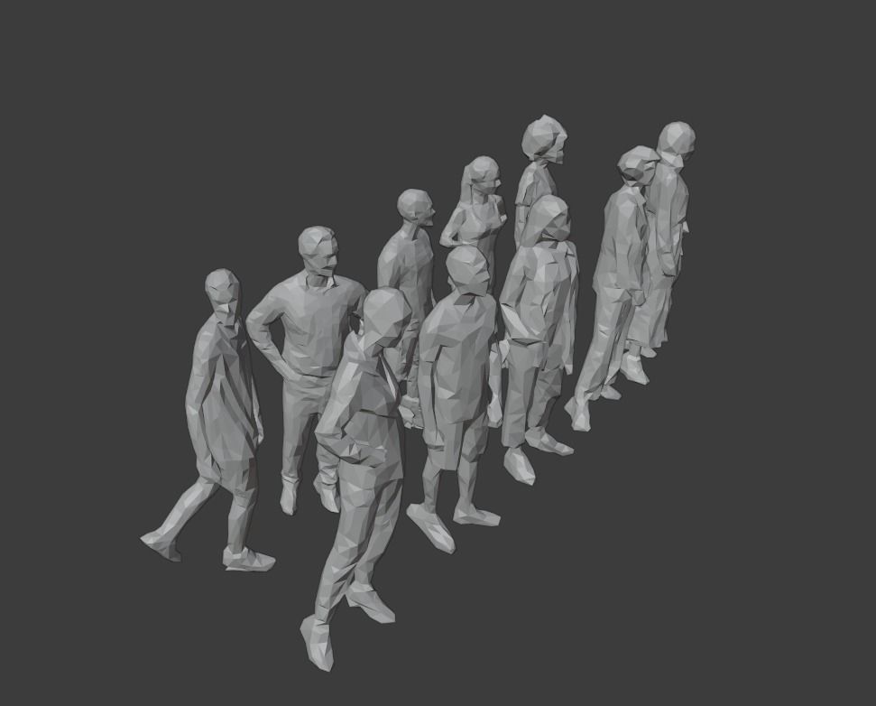 10 Units Human Model Pack 01 Low-poly 3D model_9