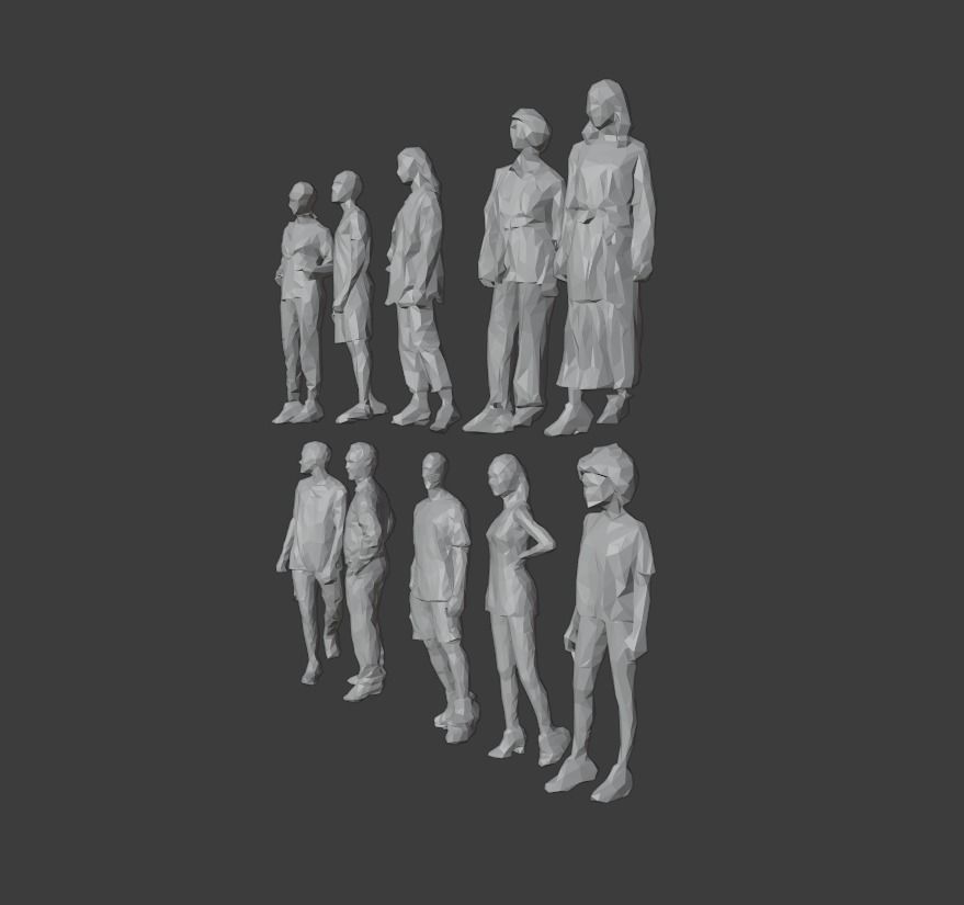 10 Units Human Model Pack 01 Low-poly 3D model_5