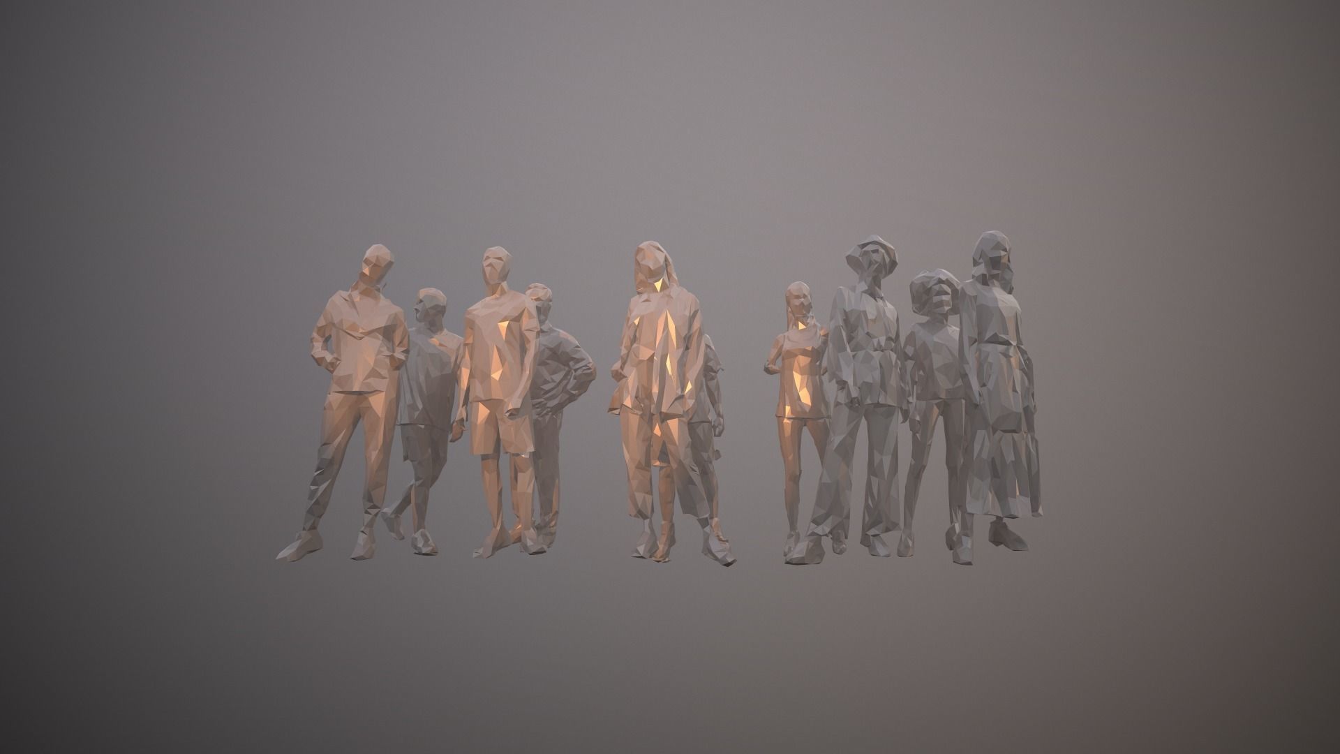 10 Units Human Model Pack 01 Low-poly 3D model_2