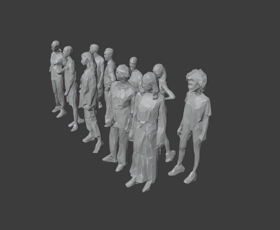10 Units Human Model Pack 01 Low-poly 3D model_6