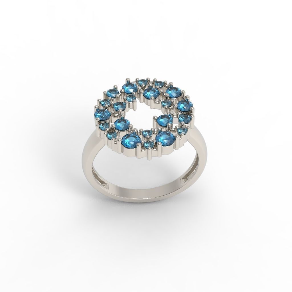 Women ring with gems 3dm stl 3D print model_12