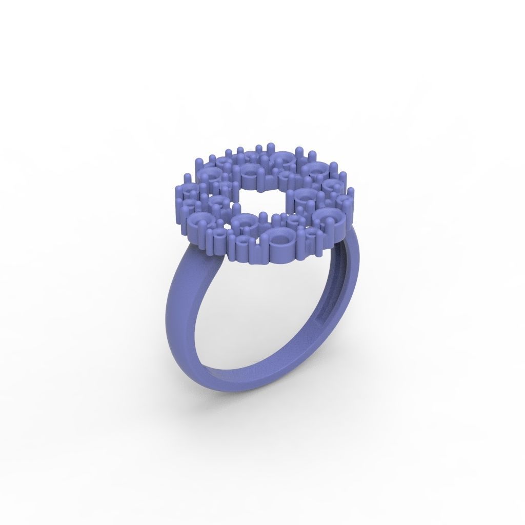 Women ring with gems 3dm stl 3D print model_25