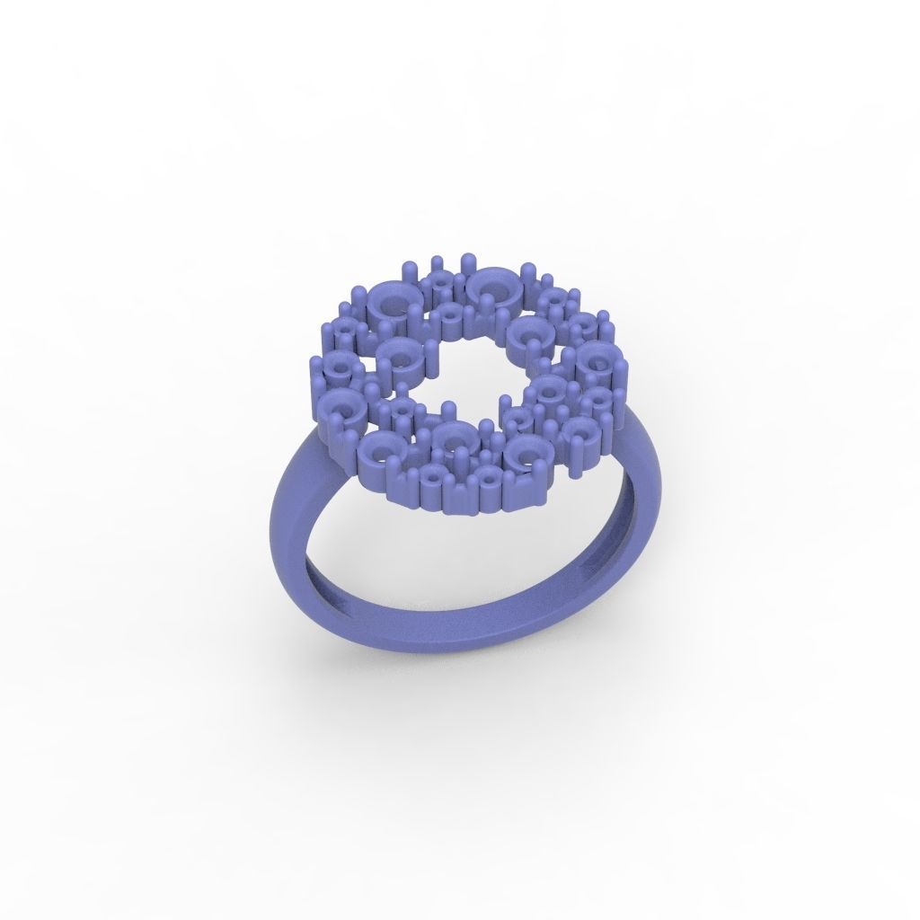Women ring with gems 3dm stl 3D print model_21