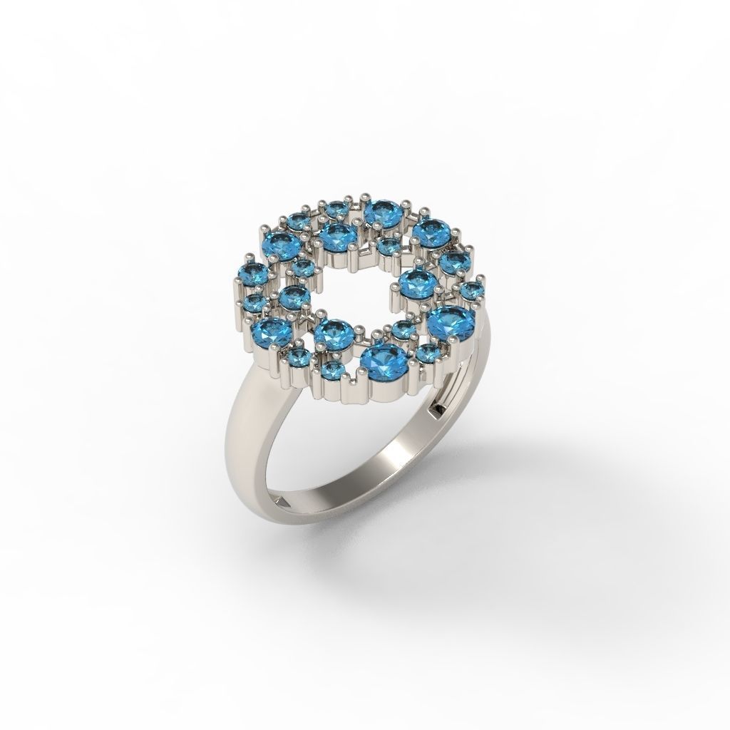 Women ring with gems 3dm stl 3D print model_13