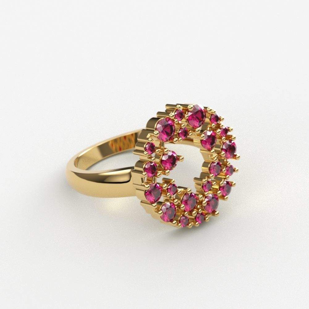Women ring with gems 3dm stl 3D print model_5