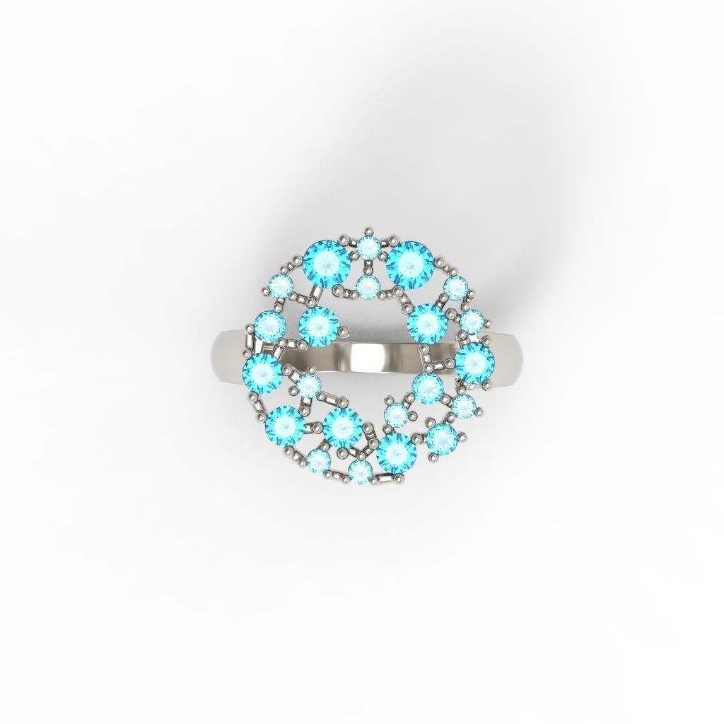Women ring with gems 3dm stl 3D print model_18