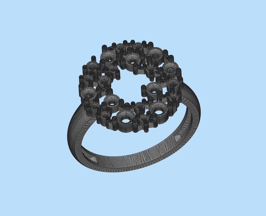 Women ring with gems 3dm stl 3D print model_35