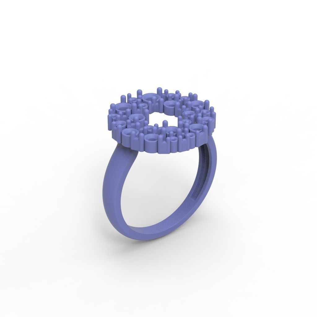 Women ring with gems 3dm stl 3D print model_22