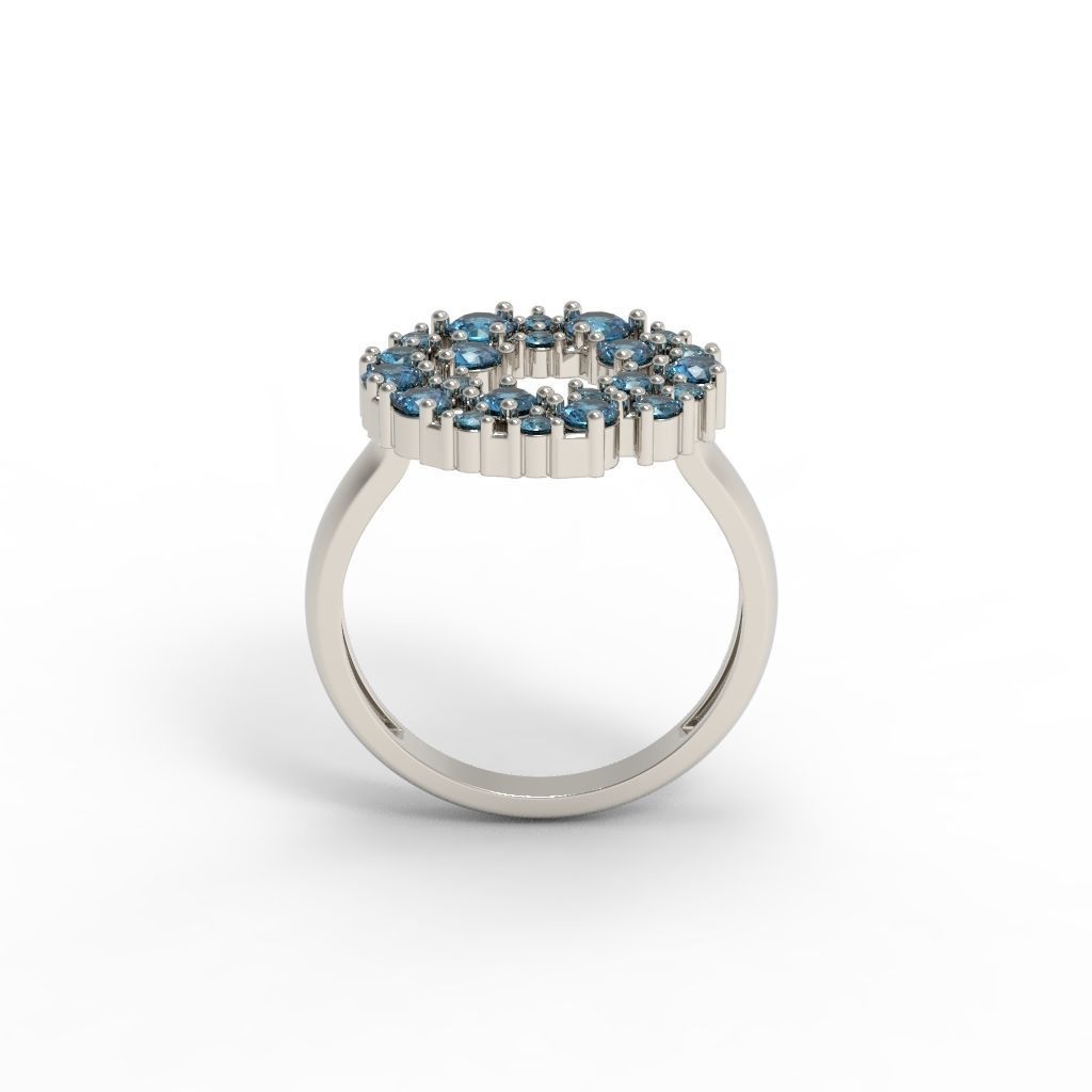 Women ring with gems 3dm stl 3D print model_16