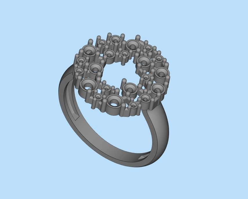 Women ring with gems 3dm stl 3D print model_29