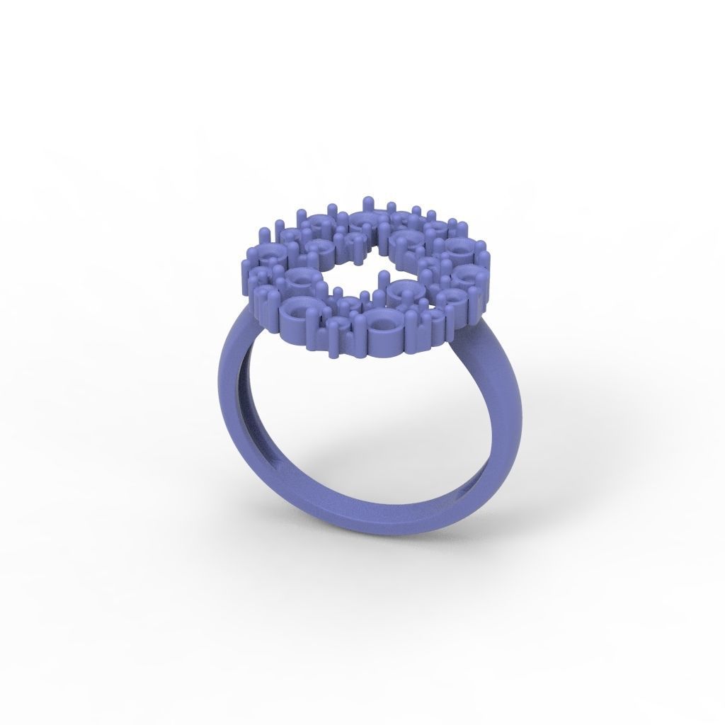 Women ring with gems 3dm stl 3D print model_26