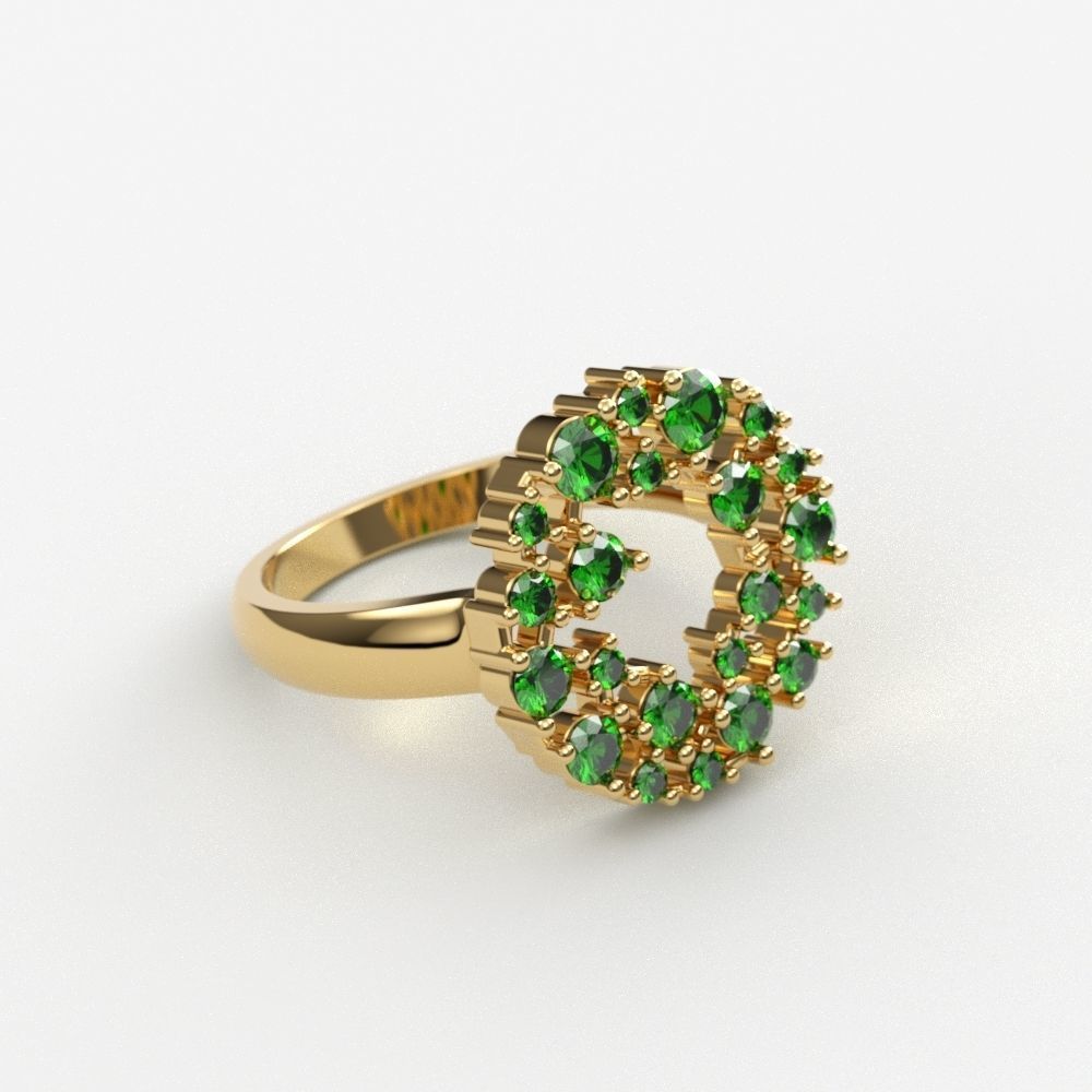 Women ring with gems 3dm stl 3D print model_6