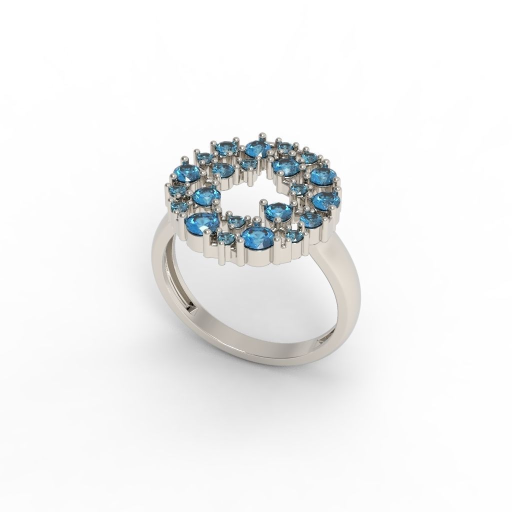 Women ring with gems 3dm stl 3D print model_11