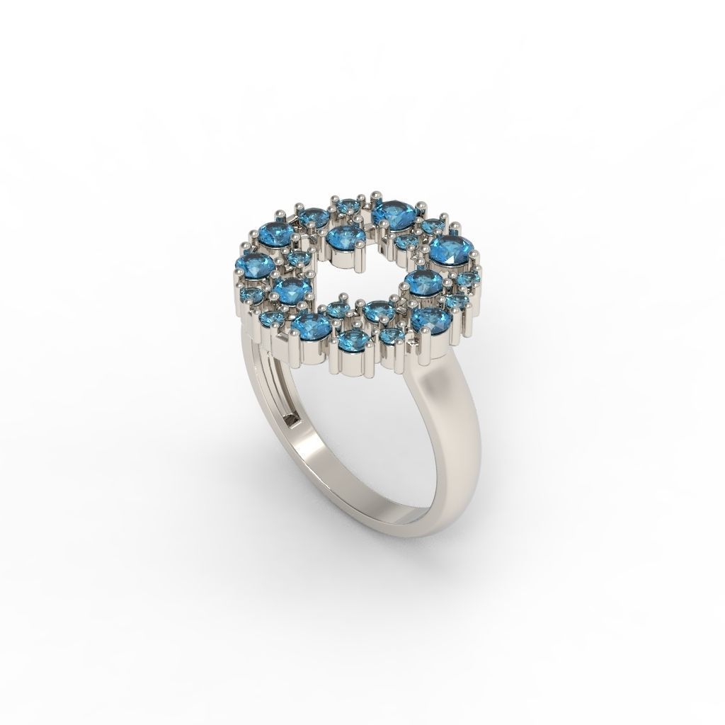 Women ring with gems 3dm stl 3D print model_14