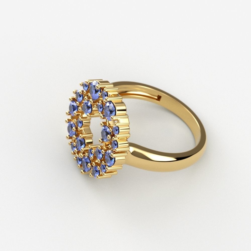 Women ring with gems 3dm stl 3D print model_2