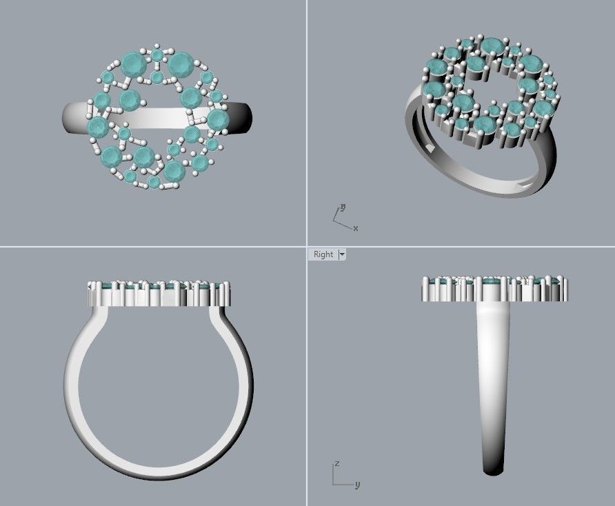 Women ring with gems 3dm stl 3D print model_30