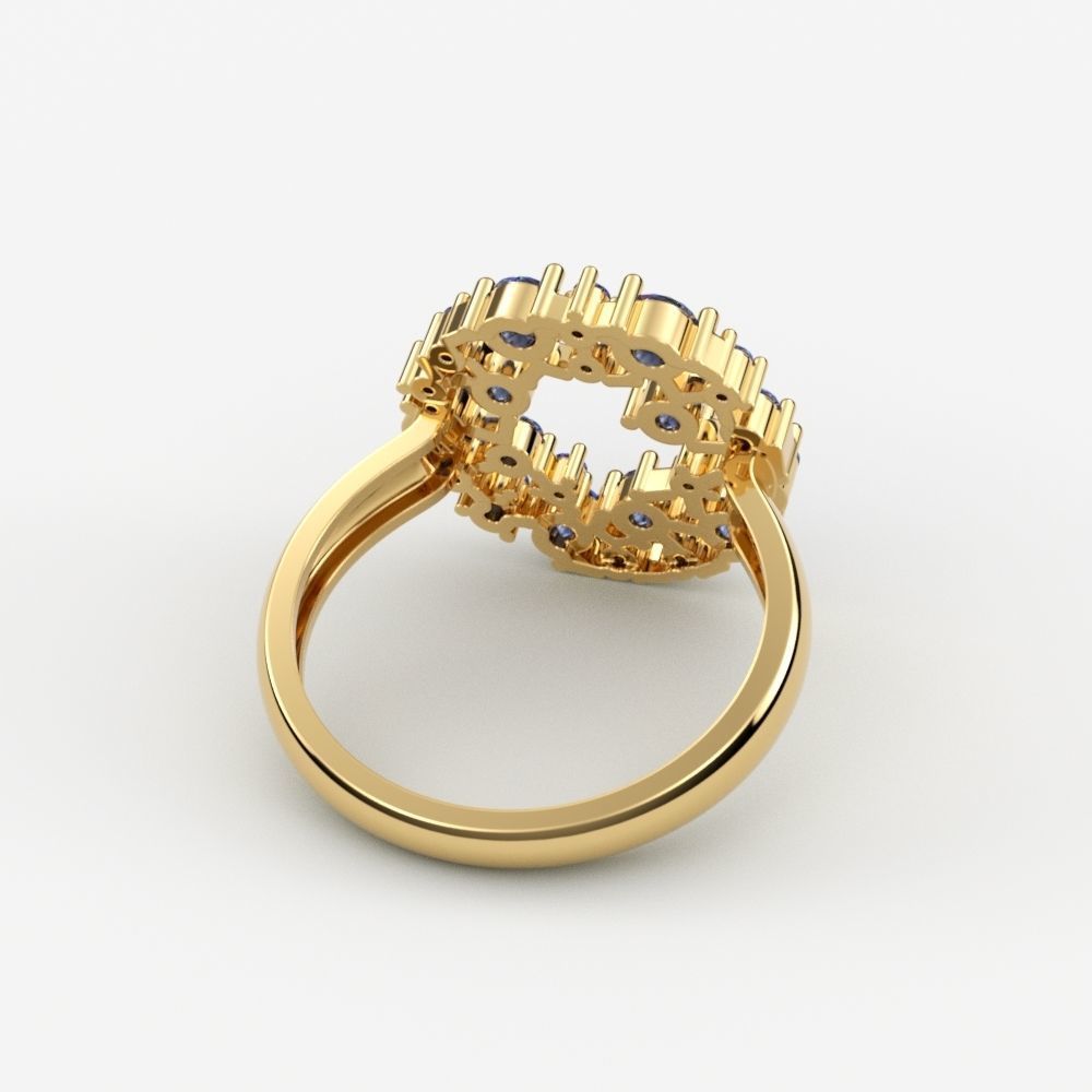 Women ring with gems 3dm stl 3D print model_4