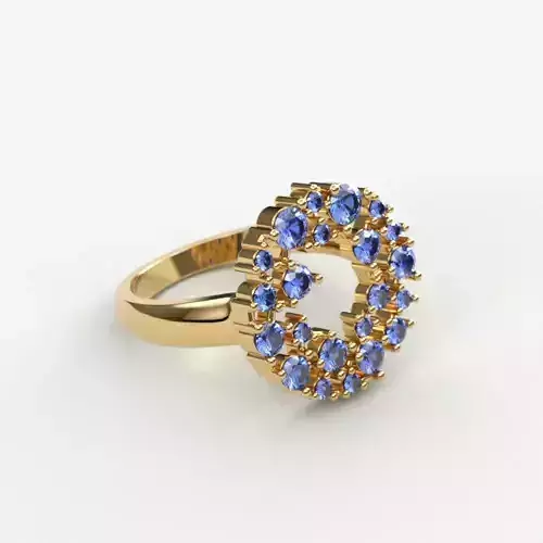 Women ring with gems 3dm stl