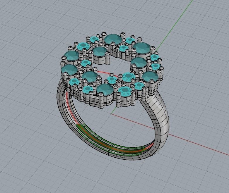 Women ring with gems 3dm stl 3D print model_31