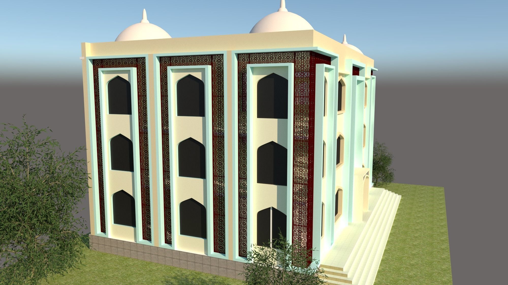 The Modern Mosque Design Low-poly 3D model_1