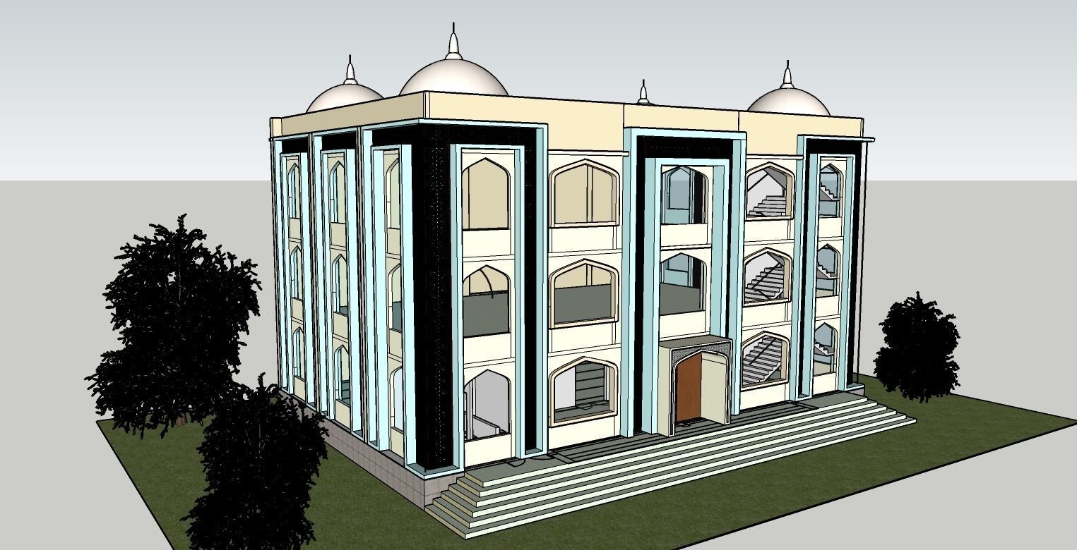 The Modern Mosque Design Low-poly 3D model_3