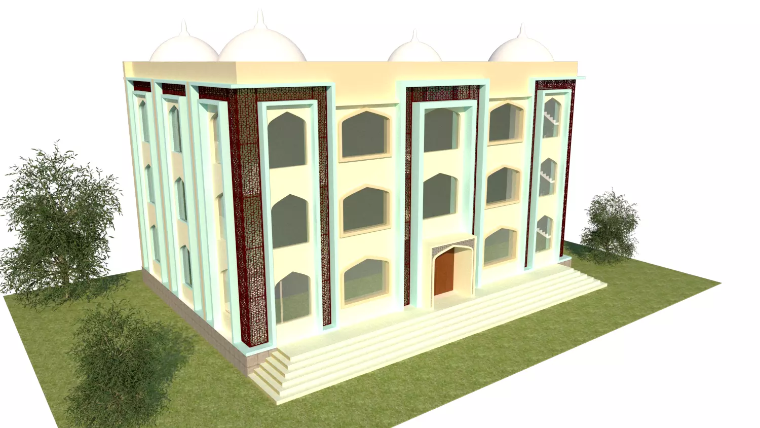 The Modern Mosque Design Low-poly 3D model_0