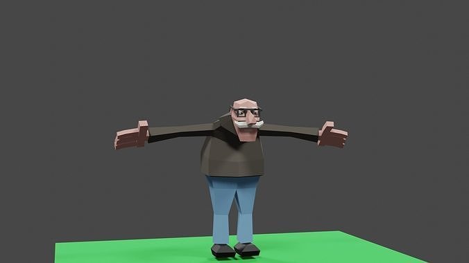 3D OLD MAN  GRAND PA  CHARACTOER LOW POLLY Free 3D model