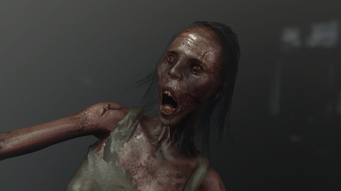 zombie woman or Ghost AAA like PT Low-poly 3D model
