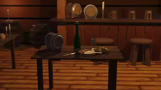 Low-poly tavern table