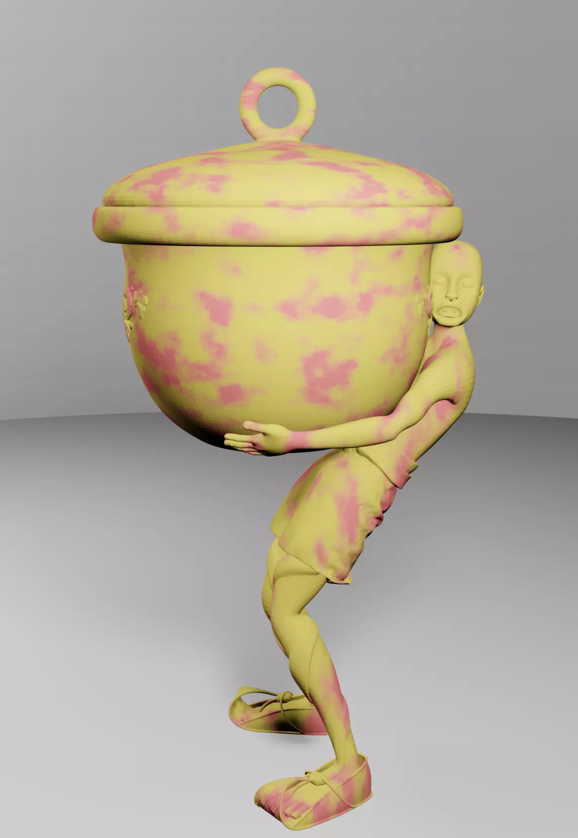 man caring a pot 3D print model